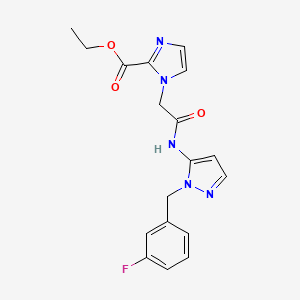 ethyl 1-(2-{[1-(3-fluorobenzyl)-1H-pyrazol-5-yl]amino}-2-oxoethyl)-1H-imidazole-2-carboxylate