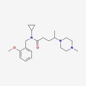 molecular formula C21H33N3O2 B3805536 N-cyclopropyl-N-(2-methoxybenzyl)-4-(4-methylpiperazin-1-yl)pentanamide 