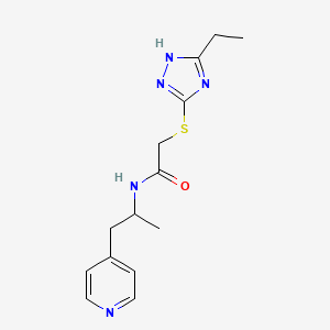 molecular formula C14H19N5OS B3805541 2-[(3-ethyl-1H-1,2,4-triazol-5-yl)thio]-N-(1-methyl-2-pyridin-4-ylethyl)acetamide 