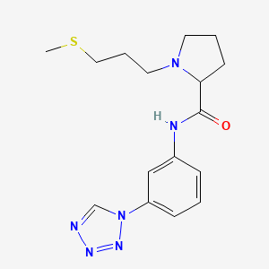 molecular formula C16H22N6OS B3805549 1-[3-(methylthio)propyl]-N-[3-(1H-tetrazol-1-yl)phenyl]prolinamide 