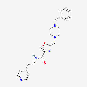molecular formula C23H27N5O2 B3805560 2-[(4-benzyl-1-piperazinyl)methyl]-N-[2-(4-pyridinyl)ethyl]-1,3-oxazole-4-carboxamide 