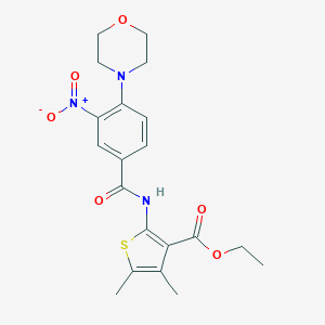 molecular formula C20H23N3O6S B380557 Ethyl 2-{[3-nitro-4-(4-morpholinyl)benzoyl]amino}-4,5-dimethyl-3-thiophenecarboxylate 