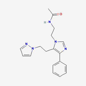 molecular formula C18H21N5O B3805601 N-(2-{4-phenyl-5-[2-(1H-pyrazol-1-yl)ethyl]-1H-imidazol-1-yl}ethyl)acetamide 