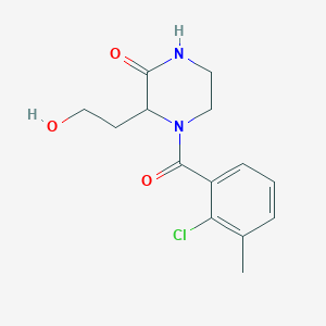 molecular formula C14H17ClN2O3 B3805603 4-(2-chloro-3-methylbenzoyl)-3-(2-hydroxyethyl)-2-piperazinone 