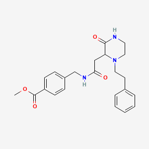 molecular formula C23H27N3O4 B3805613 methyl 4-[({[3-oxo-1-(2-phenylethyl)-2-piperazinyl]acetyl}amino)methyl]benzoate 