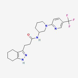molecular formula C21H26F3N5O B3805626 3-(4,5,6,7-tetrahydro-2H-indazol-3-yl)-N-{1-[5-(trifluoromethyl)-2-pyridinyl]-3-piperidinyl}propanamide 