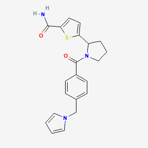 molecular formula C21H21N3O2S B3805630 5-{1-[4-(1H-pyrrol-1-ylmethyl)benzoyl]-2-pyrrolidinyl}-2-thiophenecarboxamide 