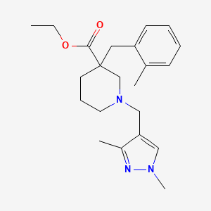 molecular formula C22H31N3O2 B3805647 ethyl 1-[(1,3-dimethyl-1H-pyrazol-4-yl)methyl]-3-(2-methylbenzyl)-3-piperidinecarboxylate 