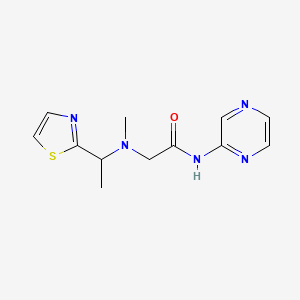 molecular formula C12H15N5OS B3805653 2-{methyl[1-(1,3-thiazol-2-yl)ethyl]amino}-N-pyrazin-2-ylacetamide 