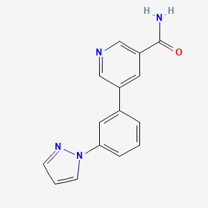 molecular formula C15H12N4O B3805661 5-[3-(1H-pyrazol-1-yl)phenyl]nicotinamide 