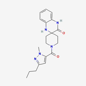 molecular formula C20H25N5O2 B3805669 1-[(1-methyl-3-propyl-1H-pyrazol-5-yl)carbonyl]-1',4'-dihydro-3'H-spiro[piperidine-4,2'-quinoxalin]-3'-one 