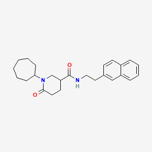 molecular formula C25H32N2O2 B3805672 1-cycloheptyl-N-[2-(2-naphthyl)ethyl]-6-oxo-3-piperidinecarboxamide 