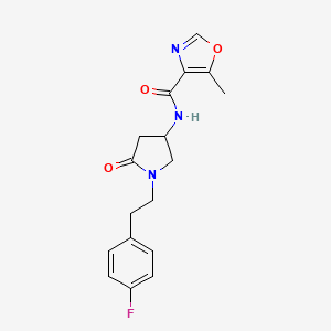 molecular formula C17H18FN3O3 B3805698 N-{1-[2-(4-fluorophenyl)ethyl]-5-oxo-3-pyrrolidinyl}-5-methyl-1,3-oxazole-4-carboxamide 