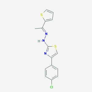 molecular formula C15H12ClN3S2 B380572 4-(4-chlorophenyl)-N-[(E)-1-thiophen-2-ylethylideneamino]-1,3-thiazol-2-amine 