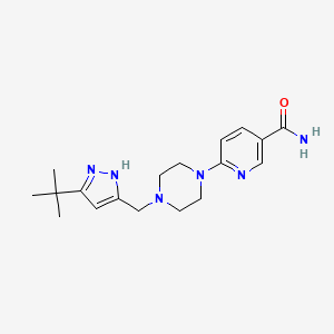molecular formula C18H26N6O B3805724 6-{4-[(5-tert-butyl-1H-pyrazol-3-yl)methyl]piperazin-1-yl}nicotinamide 