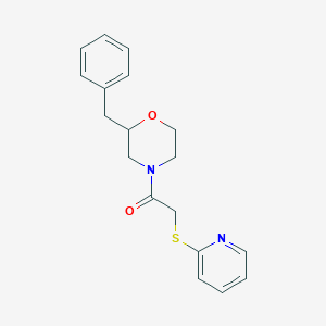 molecular formula C18H20N2O2S B3805730 2-benzyl-4-[(2-pyridinylthio)acetyl]morpholine 