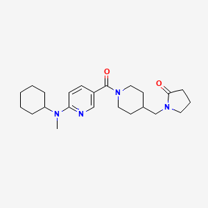 molecular formula C23H34N4O2 B3805739 1-{[1-({6-[cyclohexyl(methyl)amino]-3-pyridinyl}carbonyl)-4-piperidinyl]methyl}-2-pyrrolidinone 