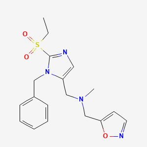 molecular formula C18H22N4O3S B3805783 1-[1-benzyl-2-(ethylsulfonyl)-1H-imidazol-5-yl]-N-(5-isoxazolylmethyl)-N-methylmethanamine 