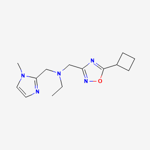 molecular formula C14H21N5O B3805809 N-[(5-cyclobutyl-1,2,4-oxadiazol-3-yl)methyl]-N-[(1-methyl-1H-imidazol-2-yl)methyl]ethanamine 