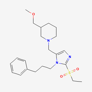 molecular formula C22H33N3O3S B3805842 1-{[2-(ethylsulfonyl)-1-(3-phenylpropyl)-1H-imidazol-5-yl]methyl}-3-(methoxymethyl)piperidine 
