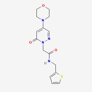 molecular formula C15H18N4O3S B3805847 2-[4-(4-morpholinyl)-6-oxo-1(6H)-pyridazinyl]-N-(2-thienylmethyl)acetamide 