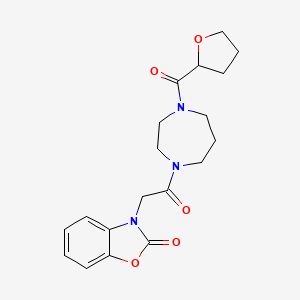 molecular formula C19H23N3O5 B3805849 3-{2-oxo-2-[4-(tetrahydrofuran-2-ylcarbonyl)-1,4-diazepan-1-yl]ethyl}-1,3-benzoxazol-2(3H)-one 