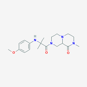 molecular formula C19H28N4O3 B3805864 8-{2-[(4-methoxyphenyl)amino]-2-methylpropanoyl}-2-methylhexahydro-2H-pyrazino[1,2-a]pyrazin-1(6H)-one 