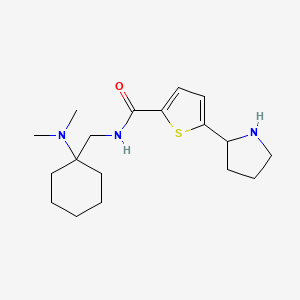 molecular formula C18H29N3OS B3805888 N-{[1-(dimethylamino)cyclohexyl]methyl}-5-(2-pyrrolidinyl)-2-thiophenecarboxamide bis(trifluoroacetate) 