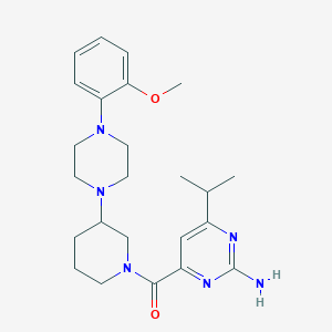 molecular formula C24H34N6O2 B3805920 4-isopropyl-6-({3-[4-(2-methoxyphenyl)-1-piperazinyl]-1-piperidinyl}carbonyl)-2-pyrimidinamine 