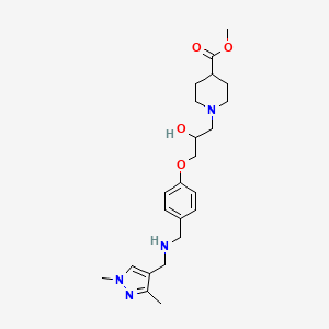 molecular formula C23H34N4O4 B3805934 methyl 1-{3-[4-({[(1,3-dimethyl-1H-pyrazol-4-yl)methyl]amino}methyl)phenoxy]-2-hydroxypropyl}-4-piperidinecarboxylate 