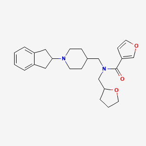 molecular formula C25H32N2O3 B3805937 N-{[1-(2,3-dihydro-1H-inden-2-yl)-4-piperidinyl]methyl}-N-(tetrahydro-2-furanylmethyl)-3-furamide 