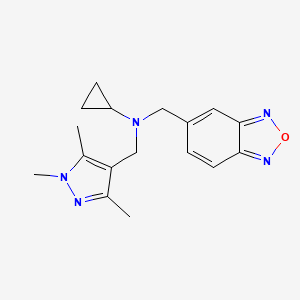 molecular formula C17H21N5O B3806004 (2,1,3-benzoxadiazol-5-ylmethyl)cyclopropyl[(1,3,5-trimethyl-1H-pyrazol-4-yl)methyl]amine 