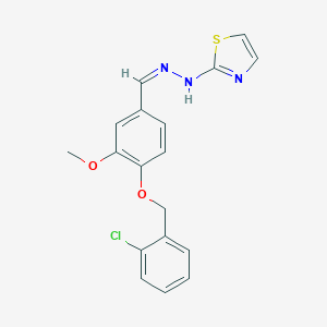 molecular formula C18H16ClN3O2S B380603 4-[(2-Chlorobenzyl)oxy]-3-methoxybenzaldehyde 1,3-thiazol-2-ylhydrazone 