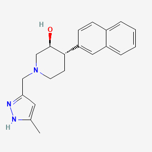 molecular formula C20H23N3O B3806033 (3S*,4S*)-1-[(3-methyl-1H-pyrazol-5-yl)methyl]-4-(2-naphthyl)piperidin-3-ol 