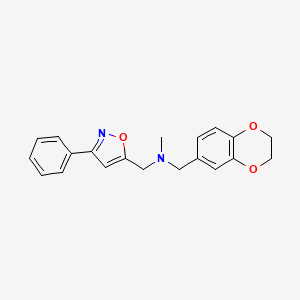 molecular formula C20H20N2O3 B3806037 (2,3-dihydro-1,4-benzodioxin-6-ylmethyl)methyl[(3-phenyl-5-isoxazolyl)methyl]amine 