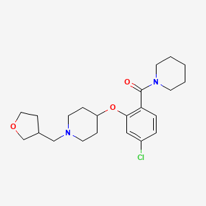 molecular formula C22H31ClN2O3 B3806066 4-[5-chloro-2-(1-piperidinylcarbonyl)phenoxy]-1-(tetrahydro-3-furanylmethyl)piperidine 