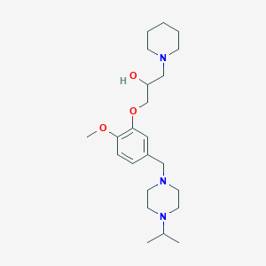 molecular formula C23H39N3O3 B3806078 1-{5-[(4-isopropyl-1-piperazinyl)methyl]-2-methoxyphenoxy}-3-(1-piperidinyl)-2-propanol 