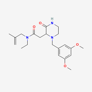 molecular formula C21H31N3O4 B3806092 2-[1-(3,5-dimethoxybenzyl)-3-oxo-2-piperazinyl]-N-ethyl-N-(2-methyl-2-propen-1-yl)acetamide 