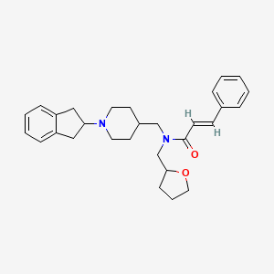 molecular formula C29H36N2O2 B3806110 (2E)-N-{[1-(2,3-dihydro-1H-inden-2-yl)-4-piperidinyl]methyl}-3-phenyl-N-(tetrahydro-2-furanylmethyl)acrylamide 