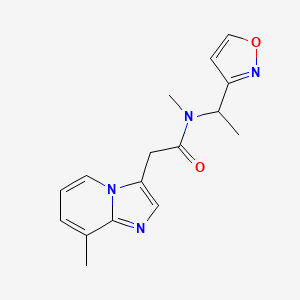 molecular formula C16H18N4O2 B3806128 N-(1-isoxazol-3-ylethyl)-N-methyl-2-(8-methylimidazo[1,2-a]pyridin-3-yl)acetamide 