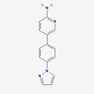 molecular formula C14H12N4 B3806137 5-[4-(1H-pyrazol-1-yl)phenyl]pyridin-2-amine 