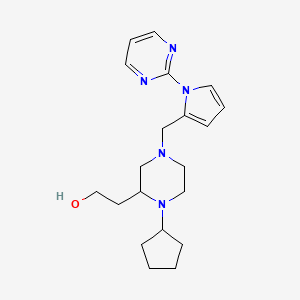 molecular formula C20H29N5O B3806148 2-(1-cyclopentyl-4-{[1-(2-pyrimidinyl)-1H-pyrrol-2-yl]methyl}-2-piperazinyl)ethanol 
