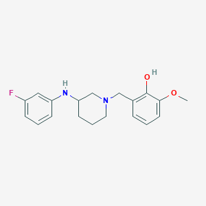 molecular formula C19H23FN2O2 B3806149 2-({3-[(3-fluorophenyl)amino]-1-piperidinyl}methyl)-6-methoxyphenol 