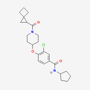 molecular formula C24H31ClN2O3 B3806184 3-chloro-N-cyclopentyl-4-{[1-(spiro[2.3]hex-1-ylcarbonyl)-4-piperidinyl]oxy}benzamide 