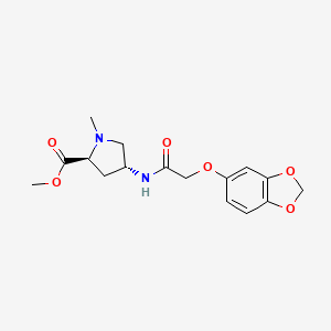 molecular formula C16H20N2O6 B3806197 methyl (2S,4R)-4-{[(1,3-benzodioxol-5-yloxy)acetyl]amino}-1-methylpyrrolidine-2-carboxylate 
