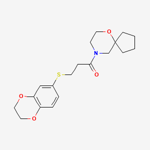 molecular formula C19H25NO4S B3806205 9-[3-(2,3-dihydro-1,4-benzodioxin-6-ylthio)propanoyl]-6-oxa-9-azaspiro[4.5]decane 