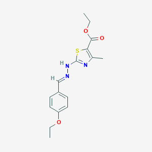 molecular formula C16H19N3O3S B380624 Ethyl 2-[2-(4-ethoxybenzylidene)hydrazino]-4-methyl-1,3-thiazole-5-carboxylate 