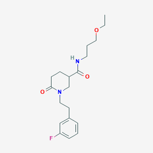 molecular formula C19H27FN2O3 B3806270 N-(3-ethoxypropyl)-1-[2-(3-fluorophenyl)ethyl]-6-oxo-3-piperidinecarboxamide 
