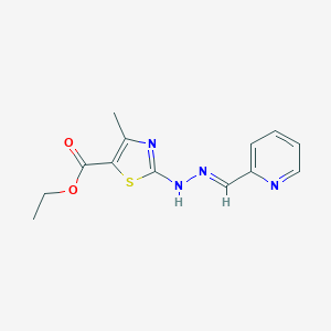 molecular formula C13H14N4O2S B380628 (E)-ethyl 4-methyl-2-(2-(pyridin-2-ylmethylene)hydrazinyl)thiazole-5-carboxylate CAS No. 1021928-71-1