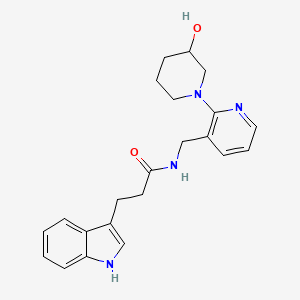 molecular formula C22H26N4O2 B3806297 N-{[2-(3-hydroxy-1-piperidinyl)-3-pyridinyl]methyl}-3-(1H-indol-3-yl)propanamide 